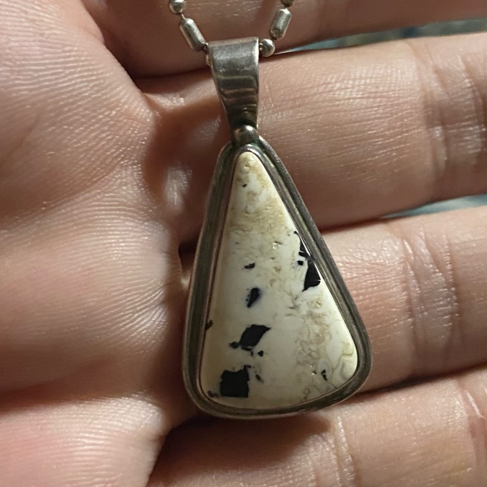 Sterling Silver & White Buffalo Turquoise Necklace